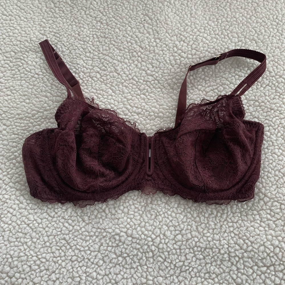 Mauve unlined lace bra